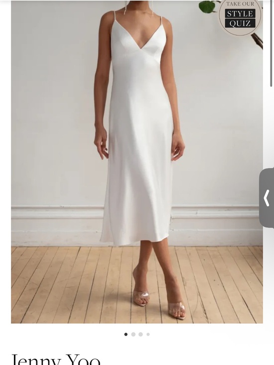 Jenny Yoo Dresses & Skirts - Jenny Yoo Ivory Satin V-Neck Slip Midi Dress